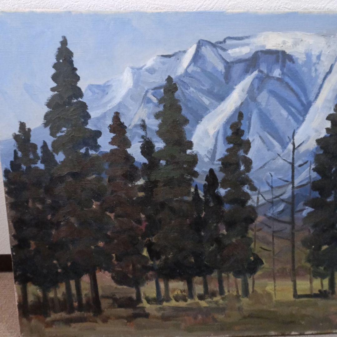 井上比佐夫　油絵　サイン有【初冬の蔵王連峰を望む】1965年　サイズ30号　真作