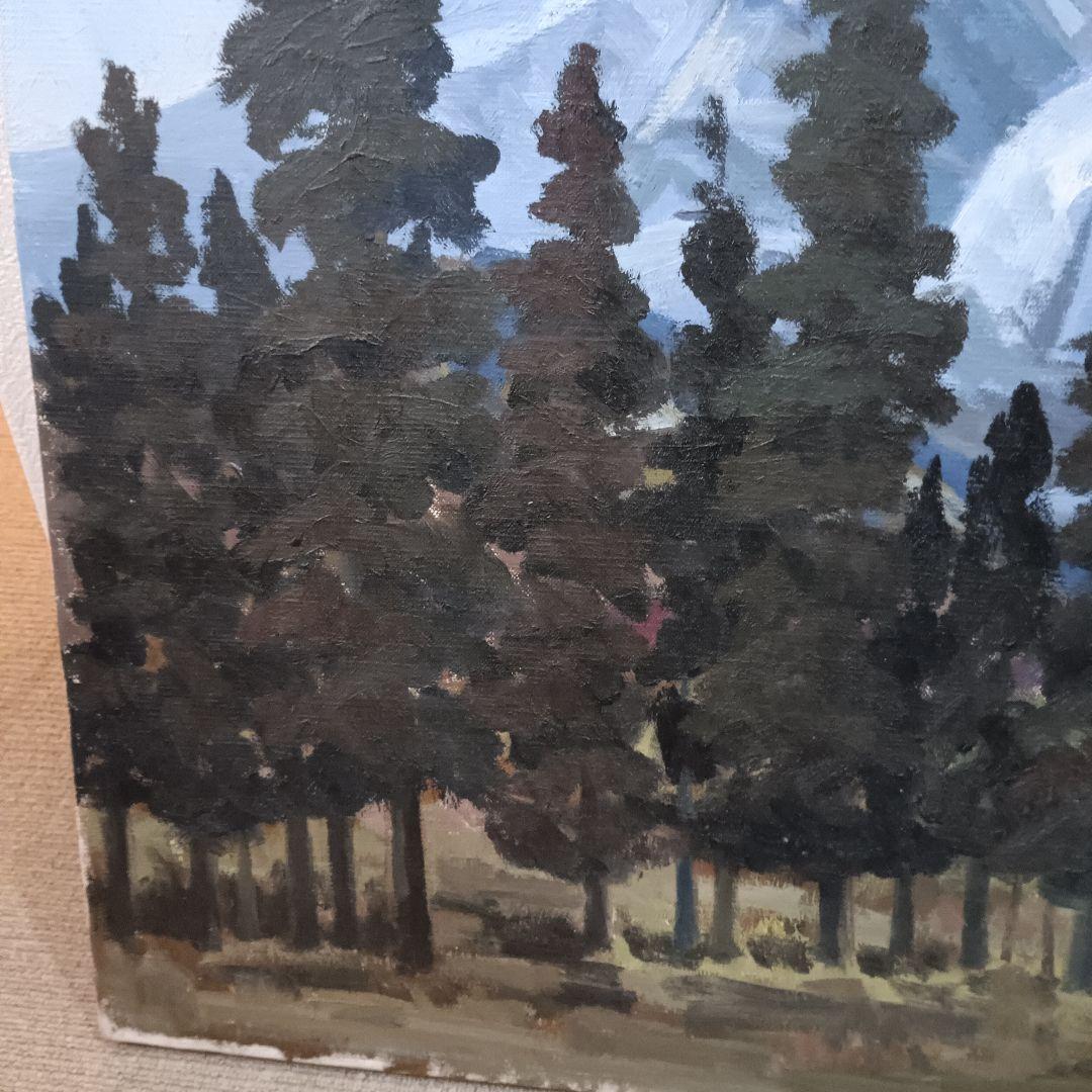 井上比佐夫　油絵　サイン有【初冬の蔵王連峰を望む】1965年　サイズ30号　真作