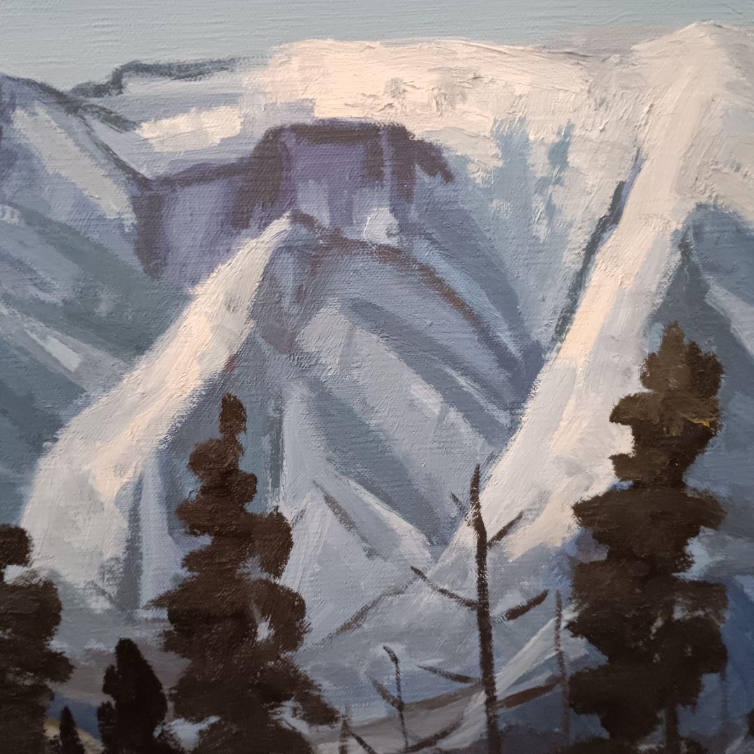 井上比佐夫　油絵　サイン有【初冬の蔵王連峰を望む】1965年　サイズ30号　真作