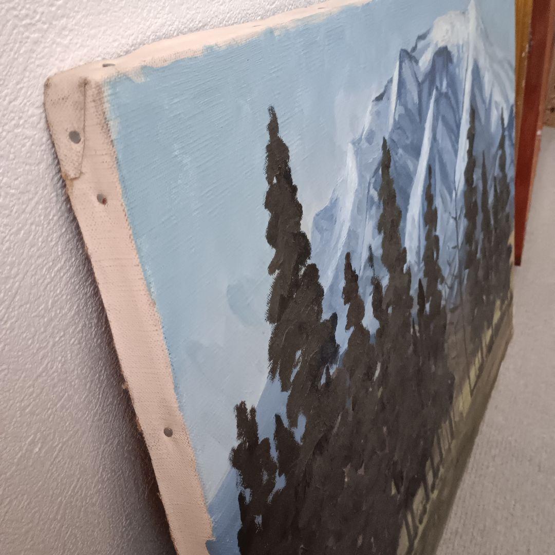 井上比佐夫　油絵　サイン有【初冬の蔵王連峰を望む】1965年　サイズ30号　真作