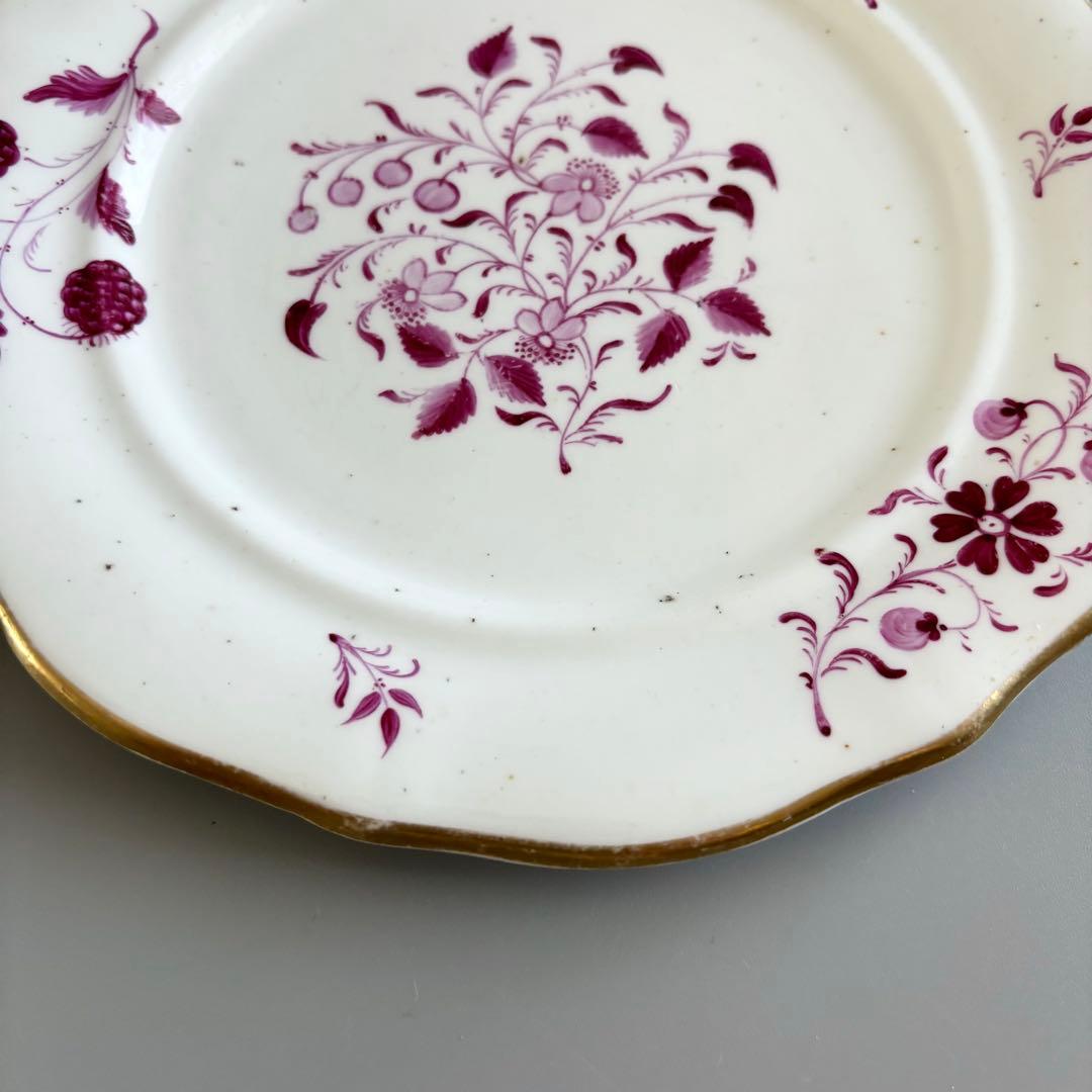 英国製　1820年代　New Hall　赤絵花文アンティークプレート【稀少品】