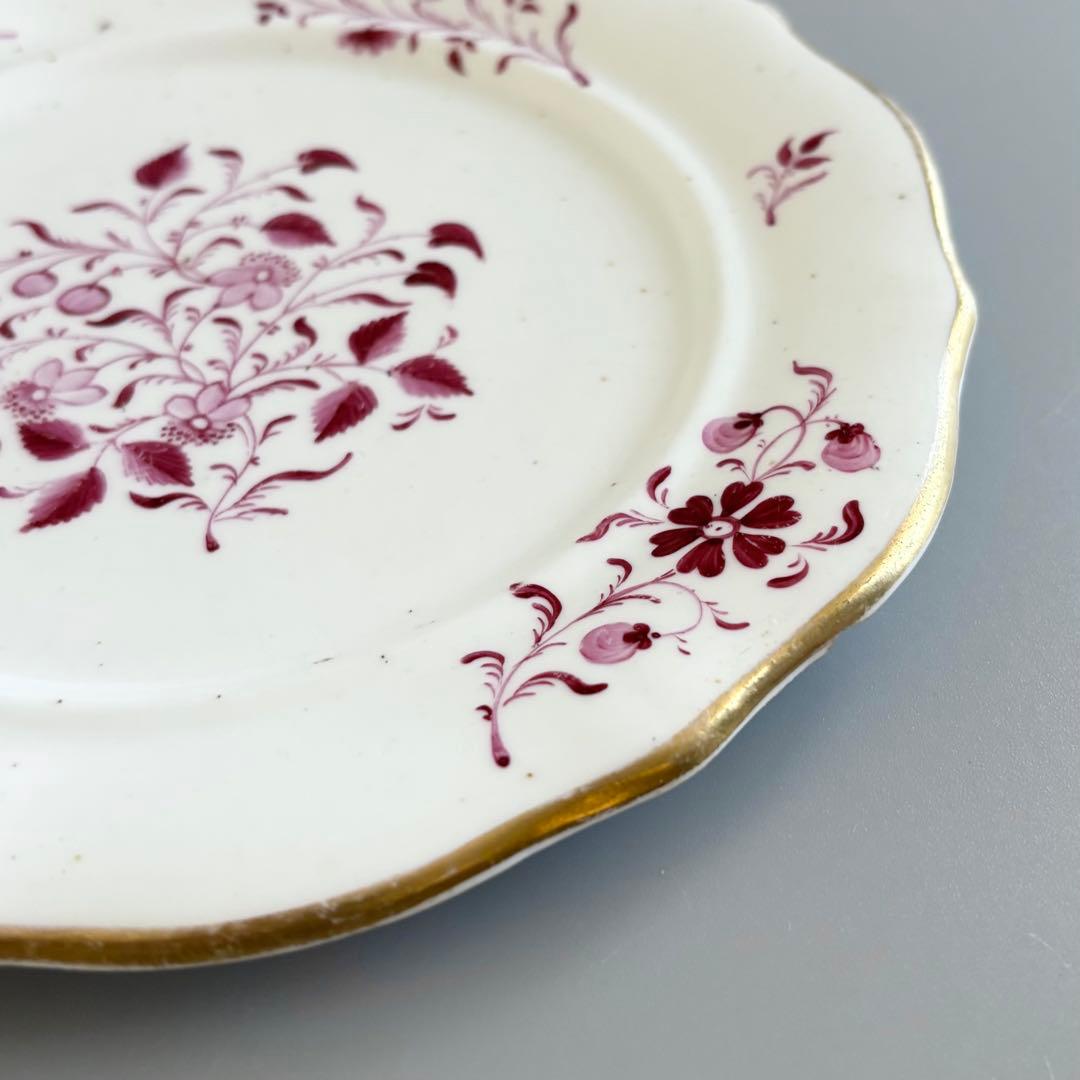 英国製　1820年代　New Hall　赤絵花文アンティークプレート【稀少品】