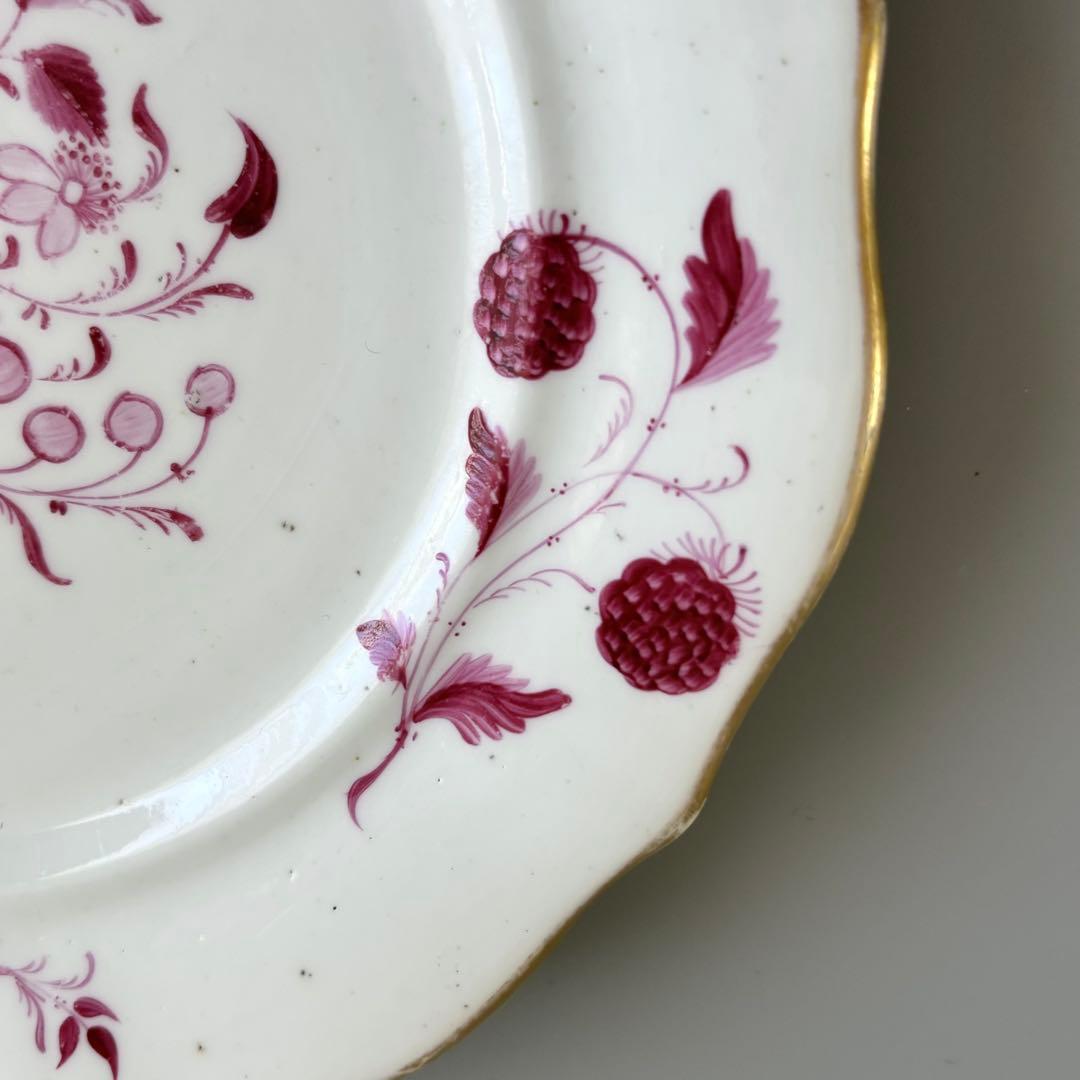 英国製　1820年代　New Hall　赤絵花文アンティークプレート【稀少品】