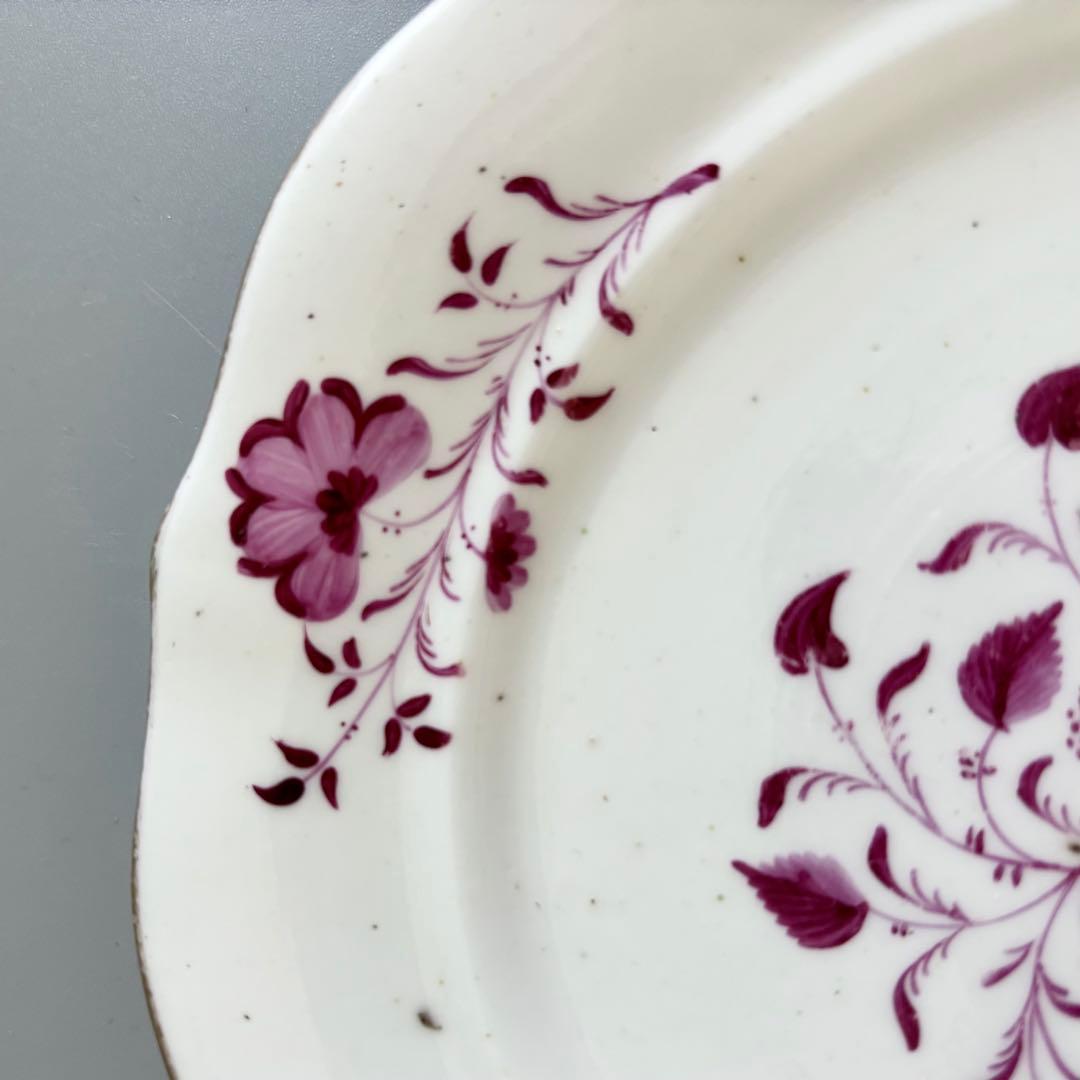 英国製　1820年代　New Hall　赤絵花文アンティークプレート【稀少品】