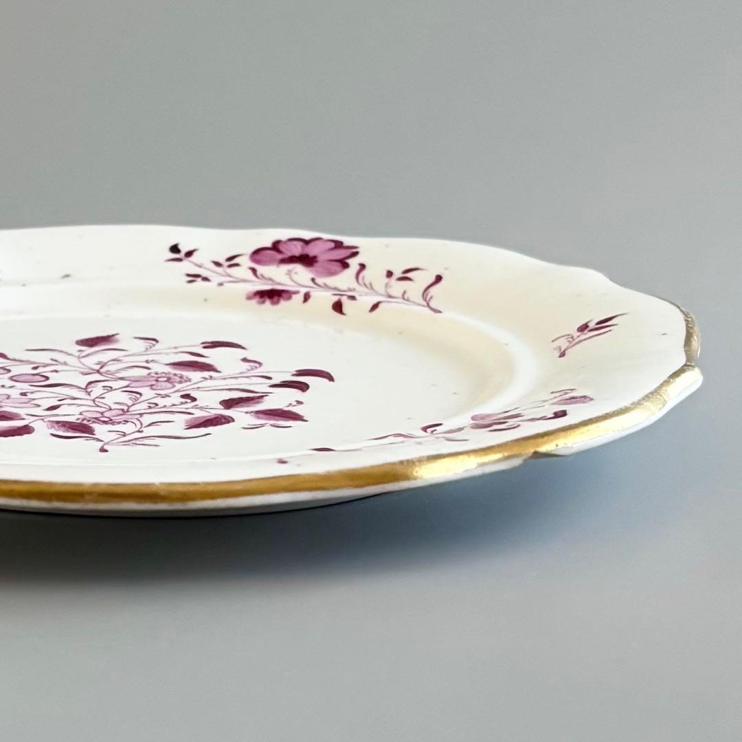 英国製　1820年代　New Hall　赤絵花文アンティークプレート【稀少品】