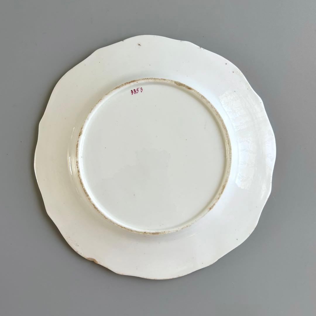 英国製　1820年代　New Hall　赤絵花文アンティークプレート【稀少品】