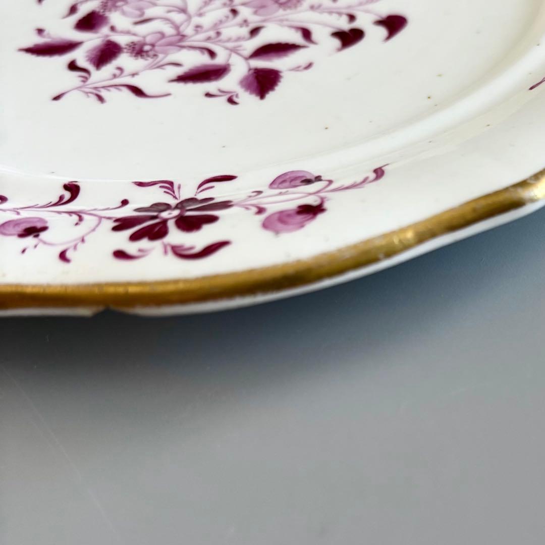 英国製　1820年代　New Hall　赤絵花文アンティークプレート【稀少品】