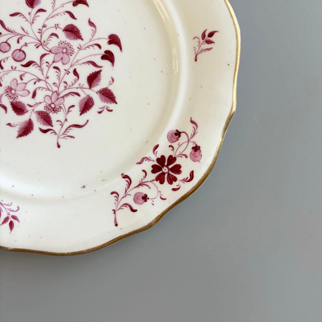 英国製　1820年代　New Hall　赤絵花文アンティークプレート【稀少品】