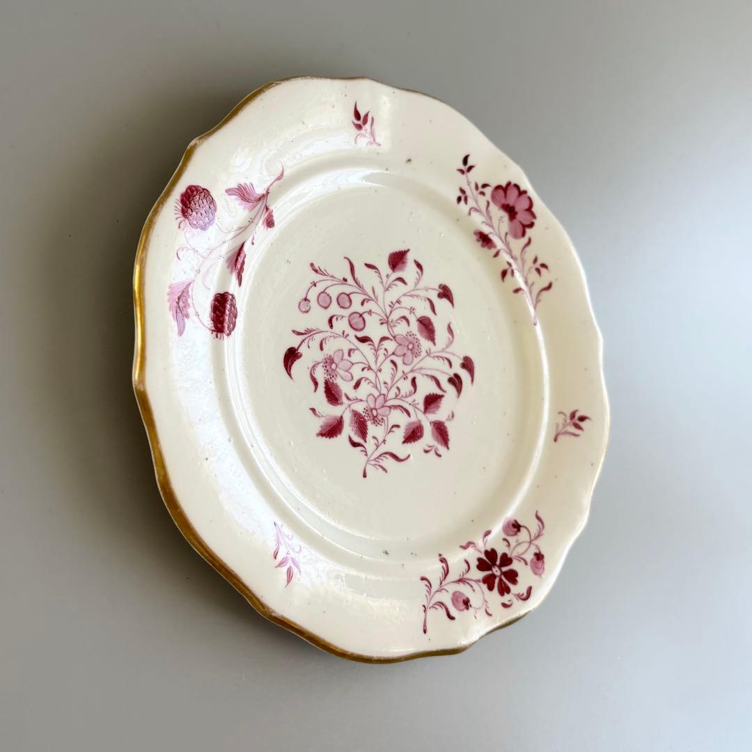英国製　1820年代　New Hall　赤絵花文アンティークプレート【稀少品】