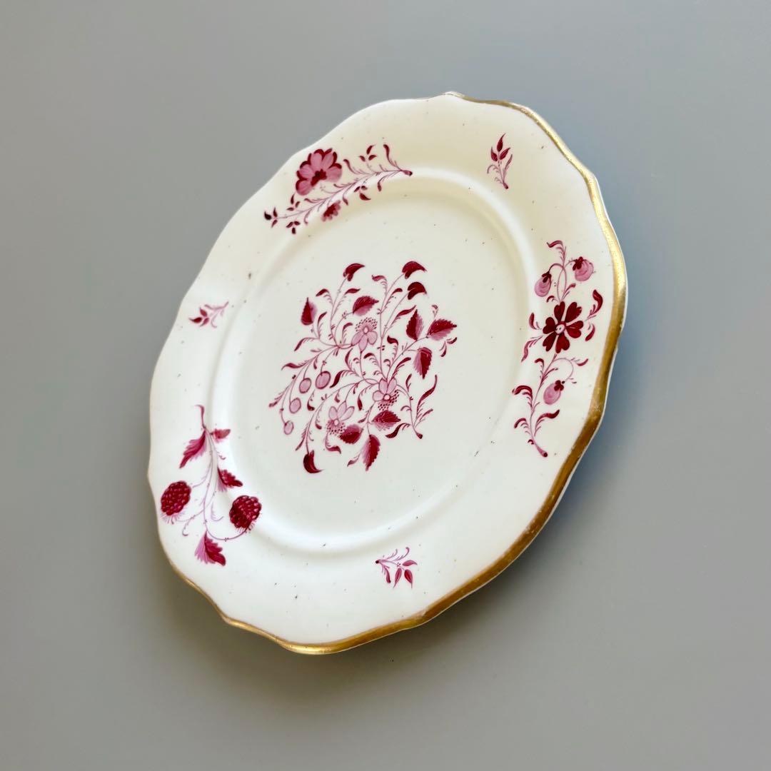 英国製　1820年代　New Hall　赤絵花文アンティークプレート【稀少品】
