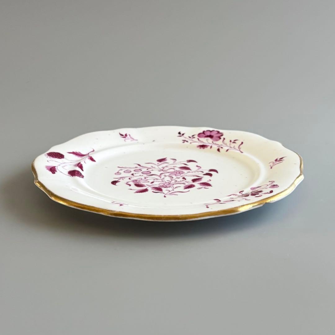 英国製　1820年代　New Hall　赤絵花文アンティークプレート【稀少品】