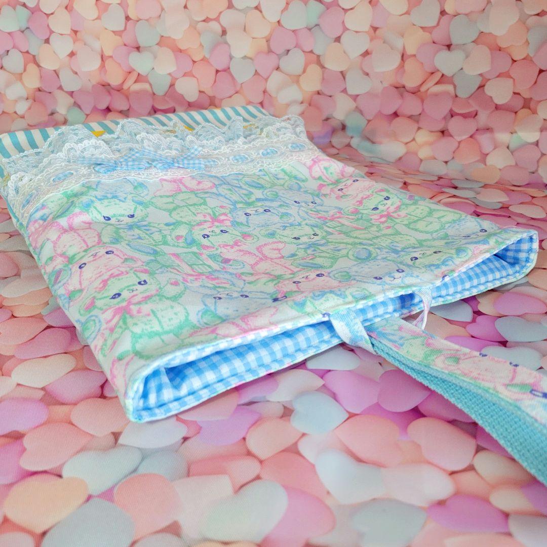 上履き入れ♡入園入学♡ハンドメイドꕤ女の子 ゆめかわ ぬいぐるみ くま(ブルー)