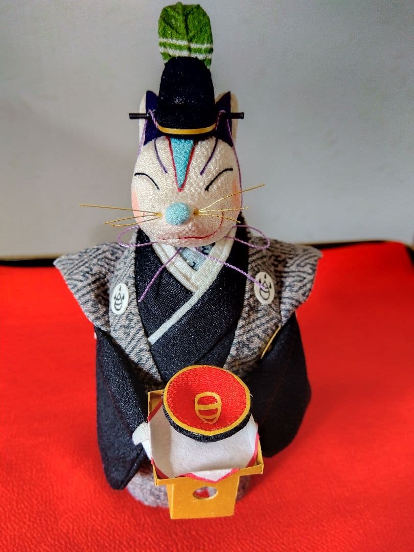 創作人形　きつねの夫婦セット　古布ちりめん細工　ウェルカムドール　雛人形