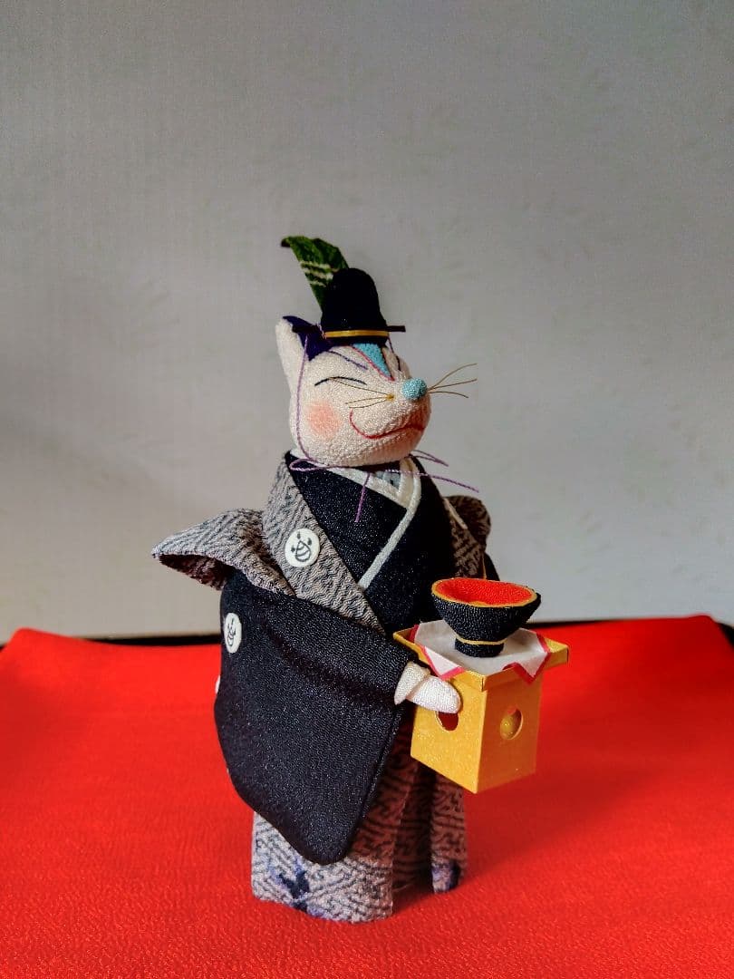 創作人形　きつねの夫婦セット　古布ちりめん細工　ウェルカムドール　雛人形