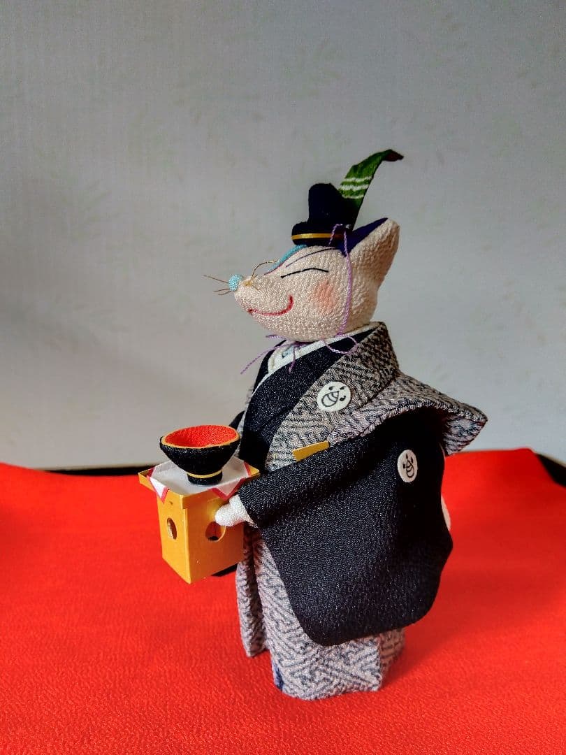 創作人形　きつねの夫婦セット　古布ちりめん細工　ウェルカムドール　雛人形