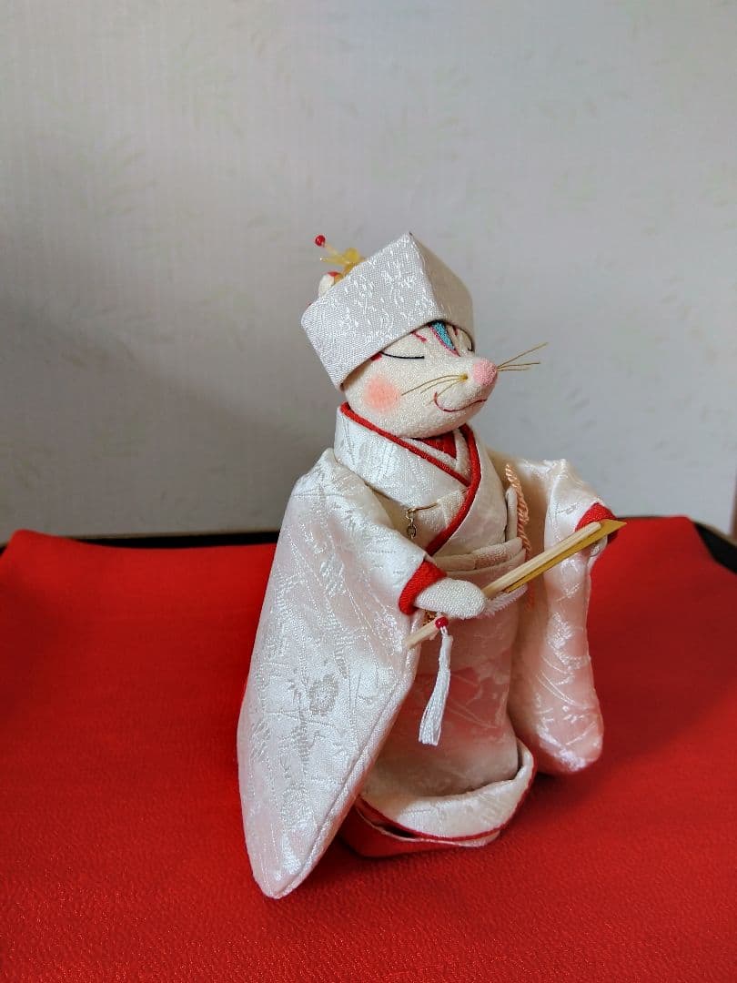 創作人形　きつねの夫婦セット　古布ちりめん細工　ウェルカムドール　雛人形