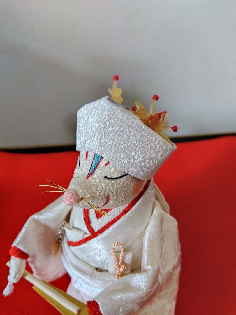 創作人形　きつねの夫婦セット　古布ちりめん細工　ウェルカムドール　雛人形