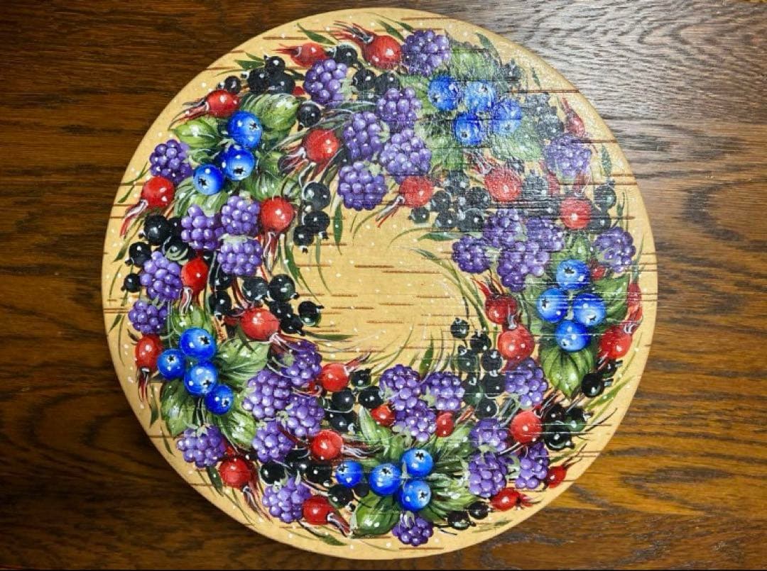 ロシア雑貨☆白樺べレスタ ベリーのリース収納boxマトリョーシカ