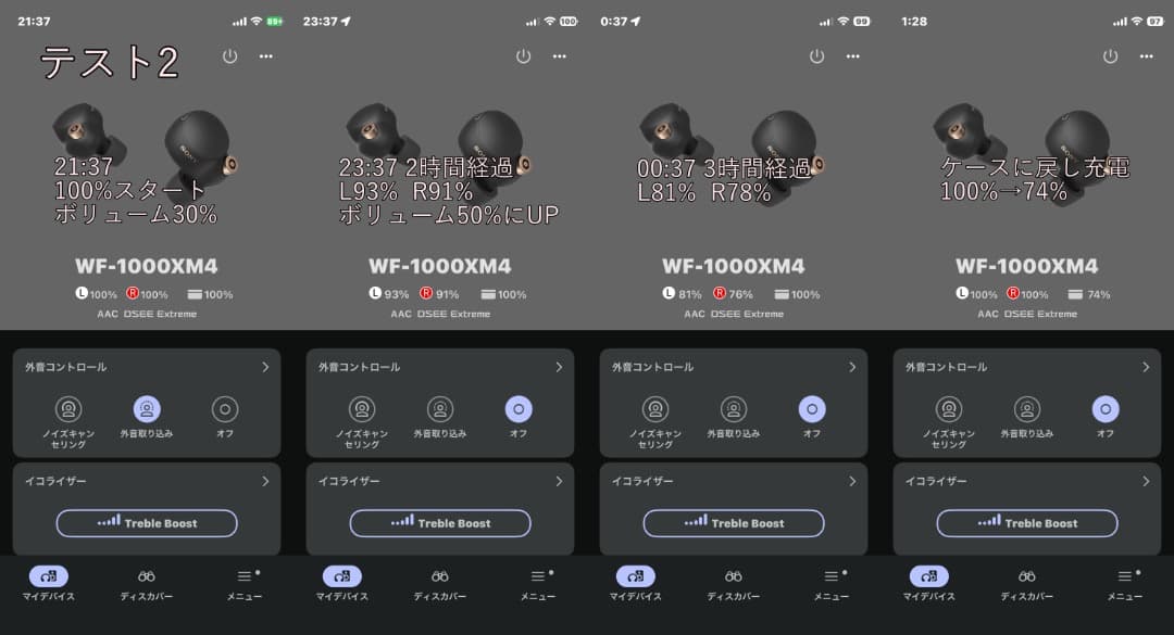 ⭐️稼働美品　SONY WF-1000XM4　電池交換済　ハイレゾ　ワイヤレス