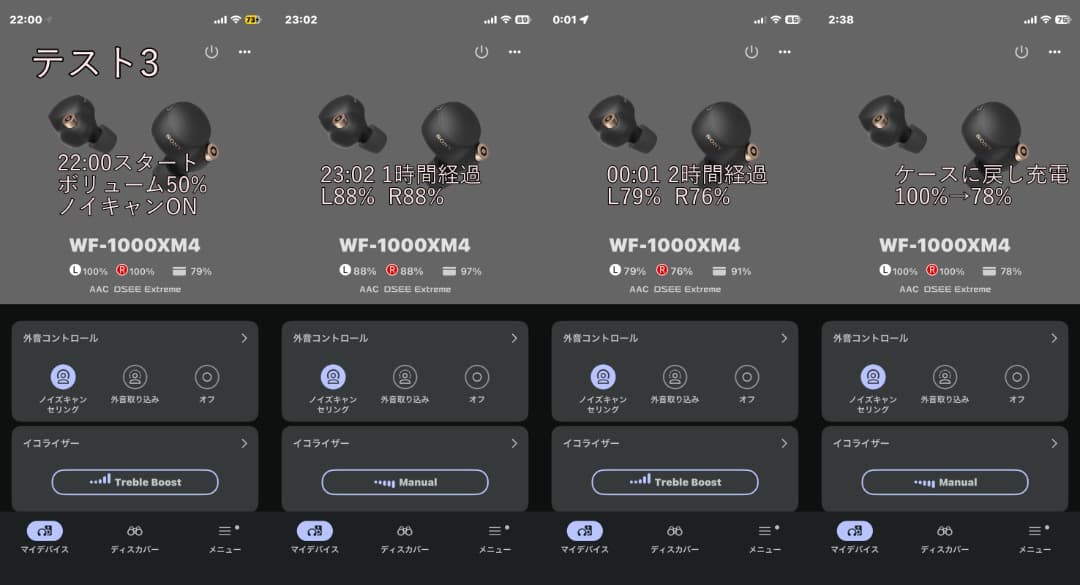 ⭐️稼働美品　SONY WF-1000XM4　電池交換済　ハイレゾ　ワイヤレス