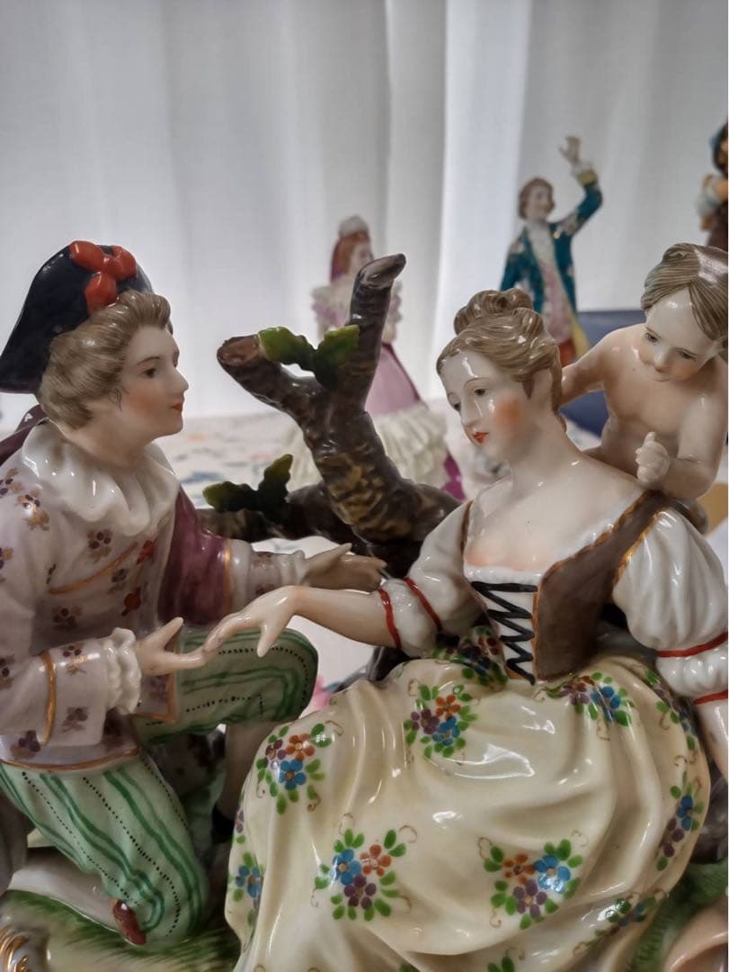 オキュパイドジャパン　羊飼い男女　瀬戸ノベルティ　丸山　陶器人形　フィギュリン