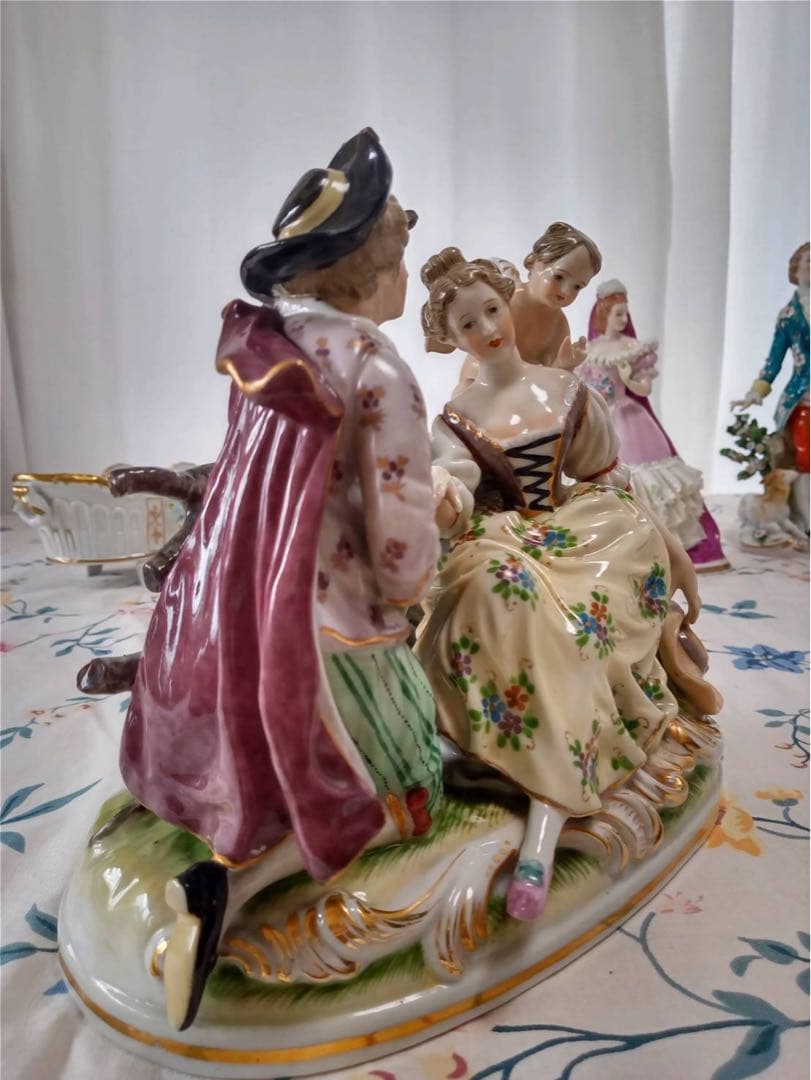 オキュパイドジャパン　羊飼い男女　瀬戸ノベルティ　丸山　陶器人形　フィギュリン