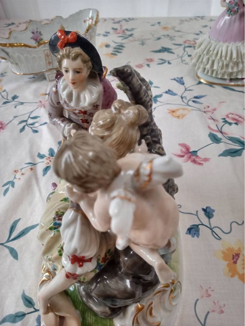 オキュパイドジャパン　羊飼い男女　瀬戸ノベルティ　丸山　陶器人形　フィギュリン