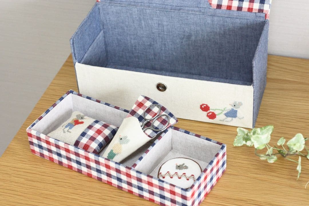 カルトナージュ完成品　ツールボックス／裁縫箱ソーイングボックス