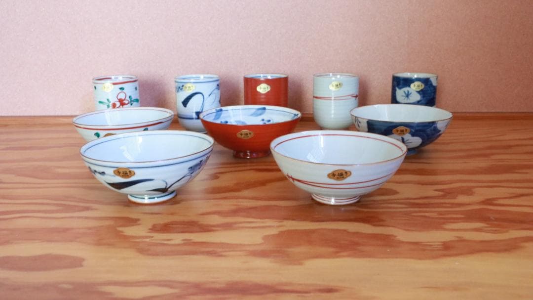 箱入り未使用伝統工芸高級有田焼お茶碗飯碗湯飲み5客セット有田焼古陶窯陶芸家和食器