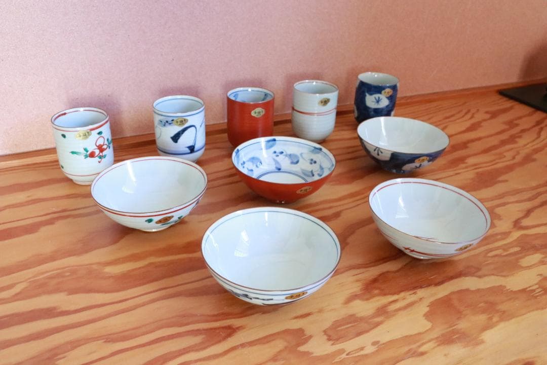 箱入り未使用伝統工芸高級有田焼お茶碗飯碗湯飲み5客セット有田焼古陶窯陶芸家和食器