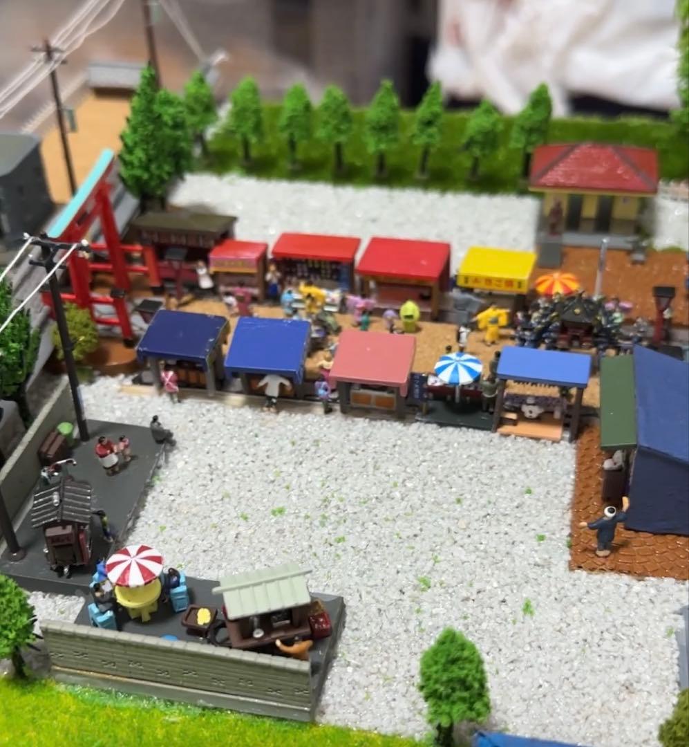 素人手作り手塗り神社夏祭り御神輿盆踊り露店ジオラマ専用