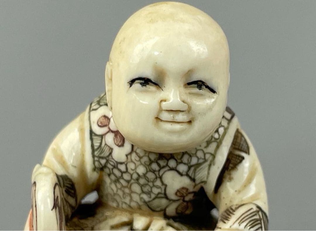 時代根付 天然素材 細密彫刻 在銘 広次郎 作家物 縁起物