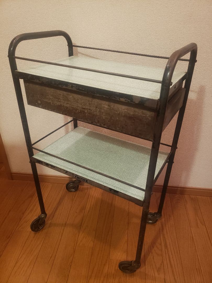 レトロ バーバー ワゴン 理容 美容 多機能 収納カート 古道具 キャスター