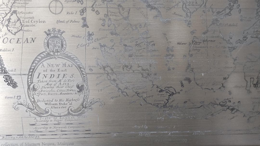 【希少】ロイヤルセランゴール 東インド諸島地図 1700年 ピューター製 刻印