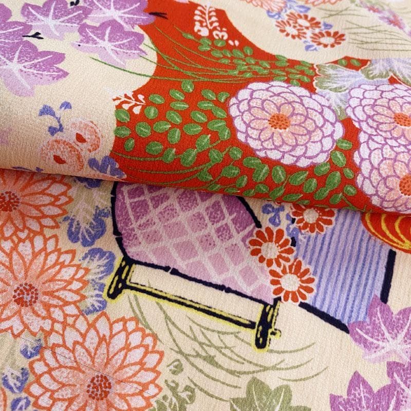 602ag52□七五三 三歳 セミアンティーク 女児 着物&被布 菊□状態良好