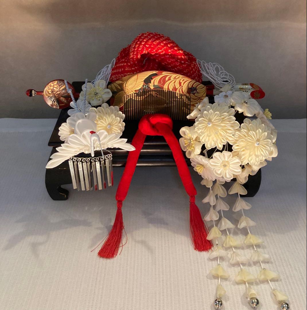 専用　七五三花嫁簪　アンティーク鶴櫛平打ち簪　花簪　ビラ簪　後押し　Uピン水引簪