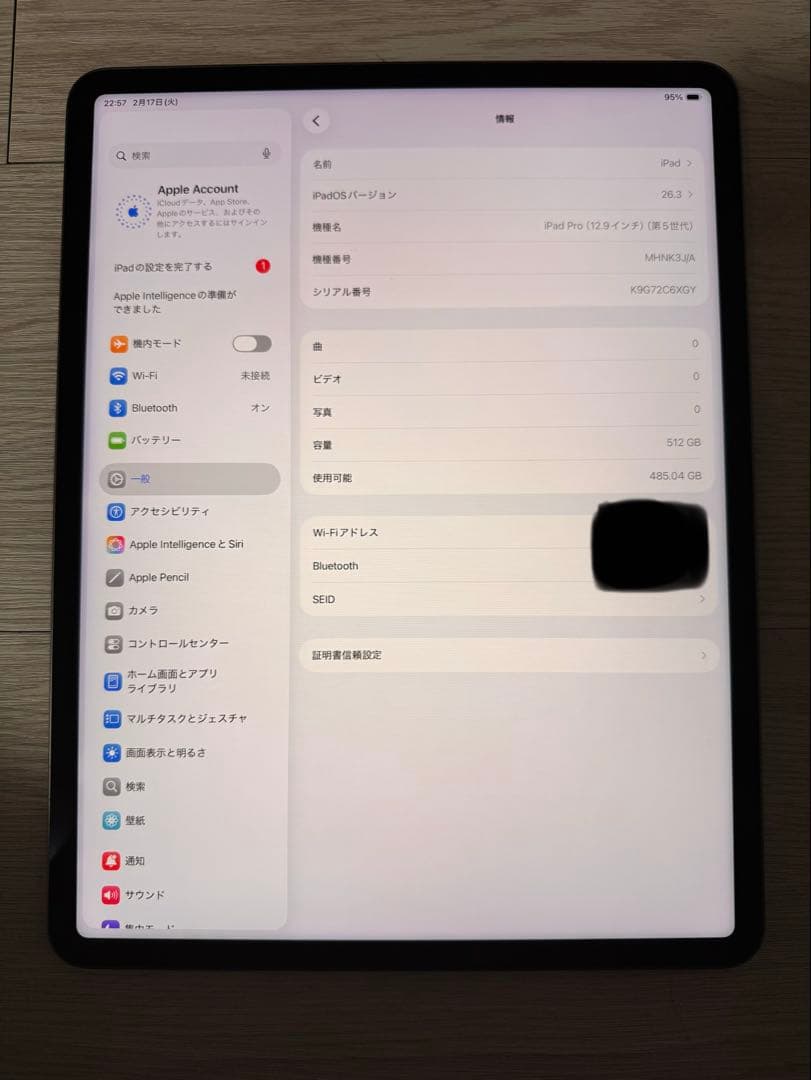 超美品　iPad Pro 12.9 インチ　第5世代　512GB