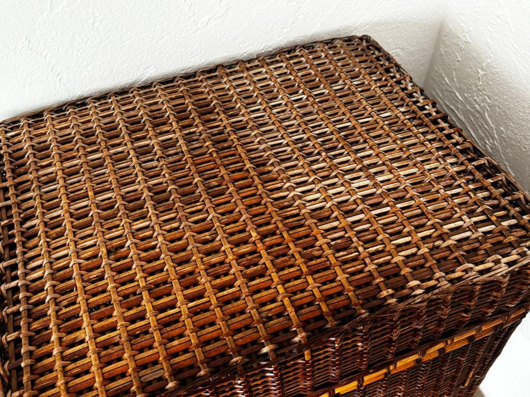 大正時代　特大かご　蓋付き　収納　アンティーク　骨董