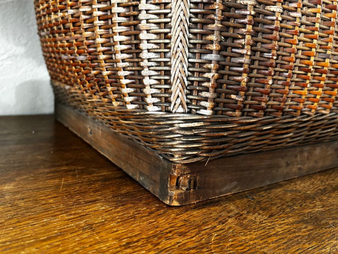大正時代　特大かご　蓋付き　収納　アンティーク　骨董