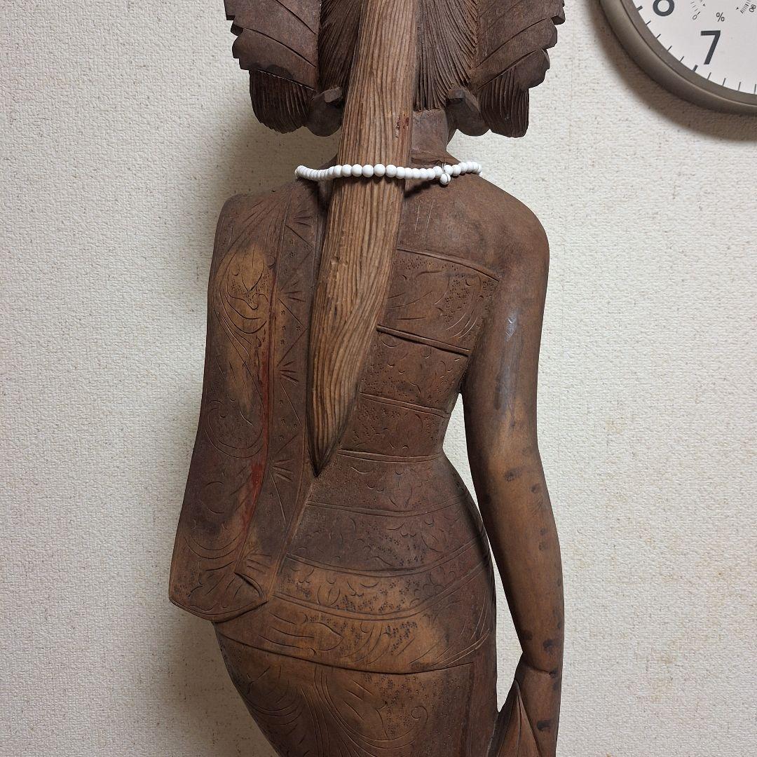【極大100cm】バリ島 木彫り 女神像 彫刻 一点物 オリエンタル 民族芸術