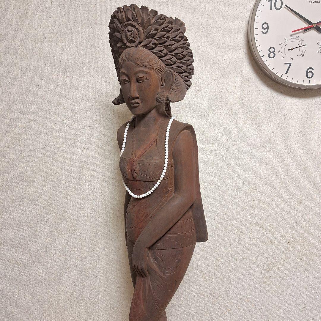 【極大100cm】バリ島 木彫り 女神像 彫刻 一点物 オリエンタル 民族芸術
