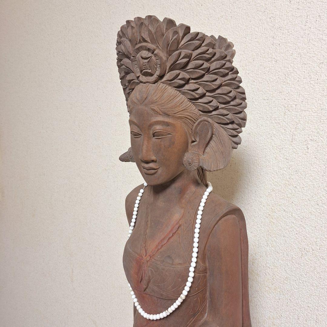 【極大100cm】バリ島 木彫り 女神像 彫刻 一点物 オリエンタル 民族芸術