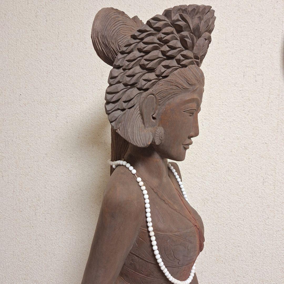 【極大100cm】バリ島 木彫り 女神像 彫刻 一点物 オリエンタル 民族芸術