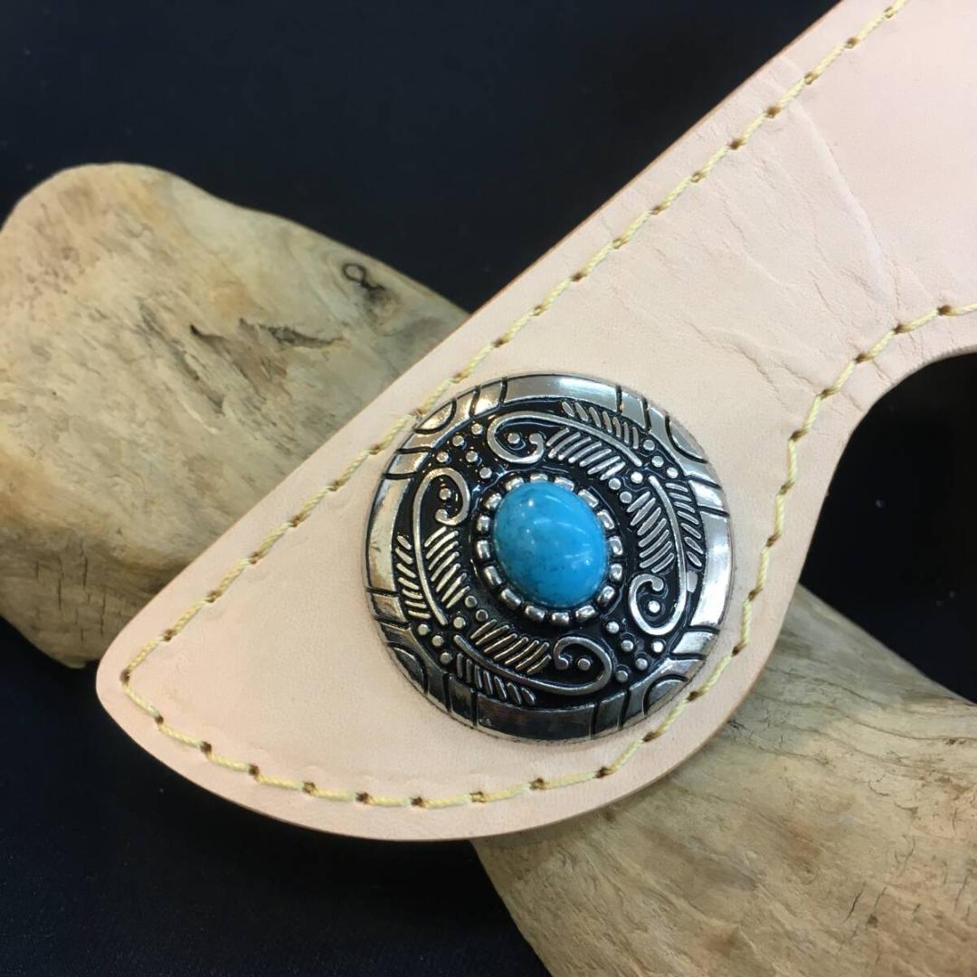 本革レザー ハーフサイズ コンチョ財布 メンズ ミニ コンパクト 無染色 ヌメ革