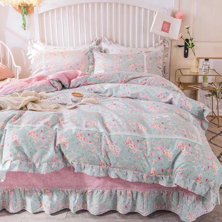 シングル3点セット 綿　ダブル4点セット 掛け布団カバー3点セット 花柄 姫系