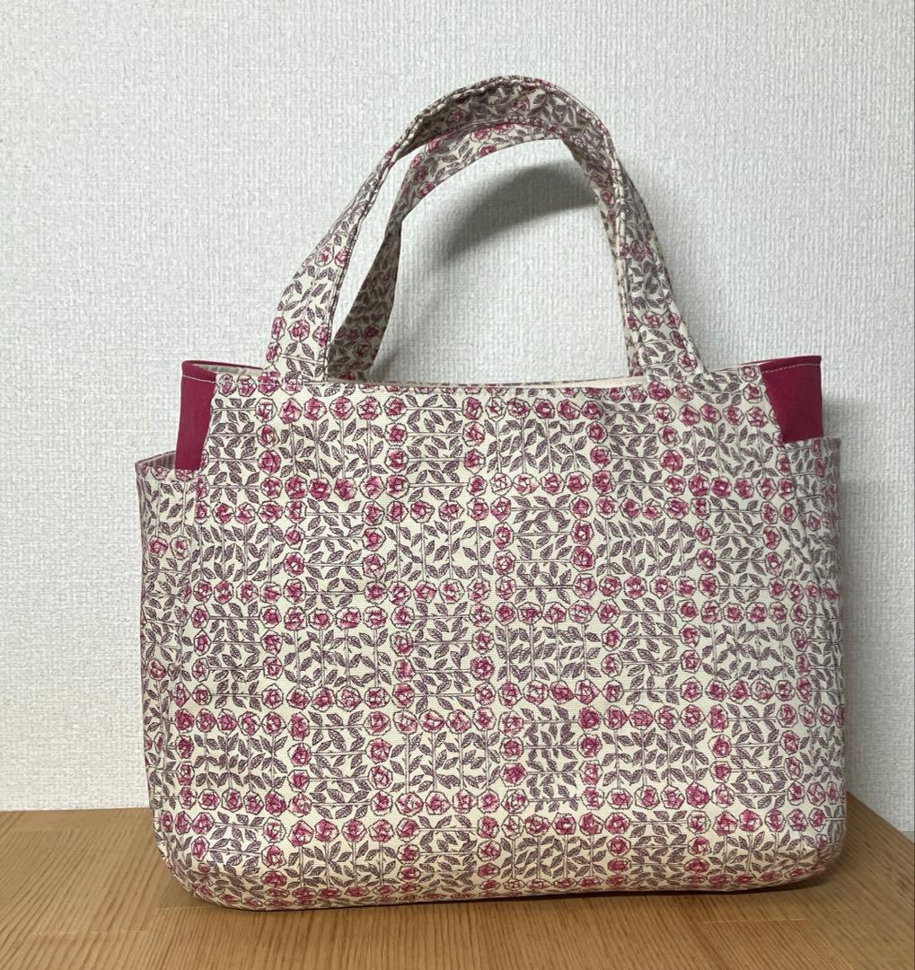 ハンドメイド　エコバッグ　☆ リバティ　チューリップシャドー