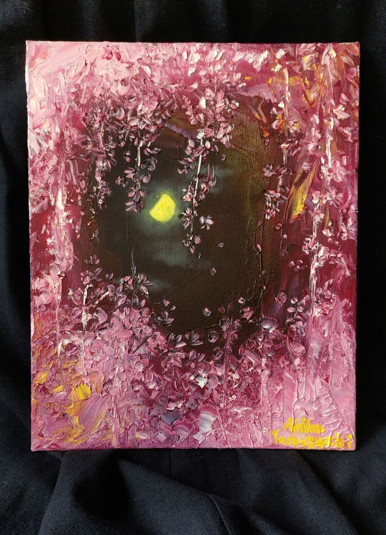 【華間の月】油絵 一点物 原画販売 額縁無し
