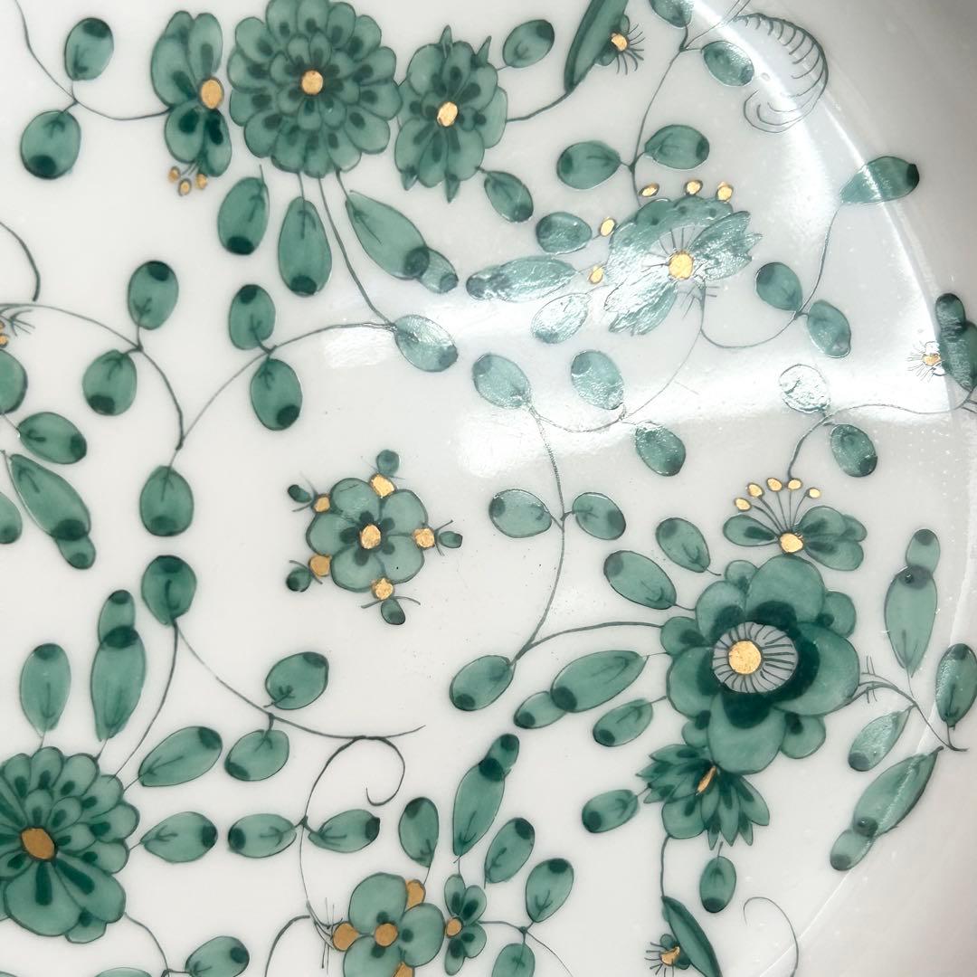 マイセン Meissen インドの華 プレート 灰皿 お皿 緑 グリーン 白