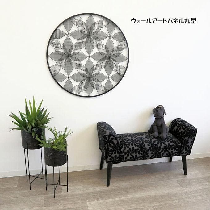 アイアンウォールアートパネル「丸」幅74cm モダン 壁飾り（405）