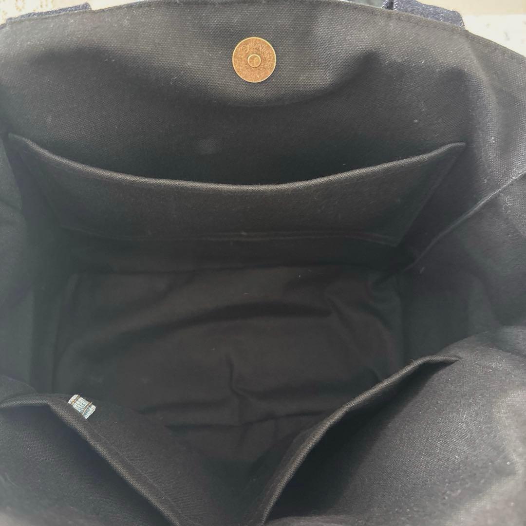 デニムトートバッグ　フクロウ　刺繍